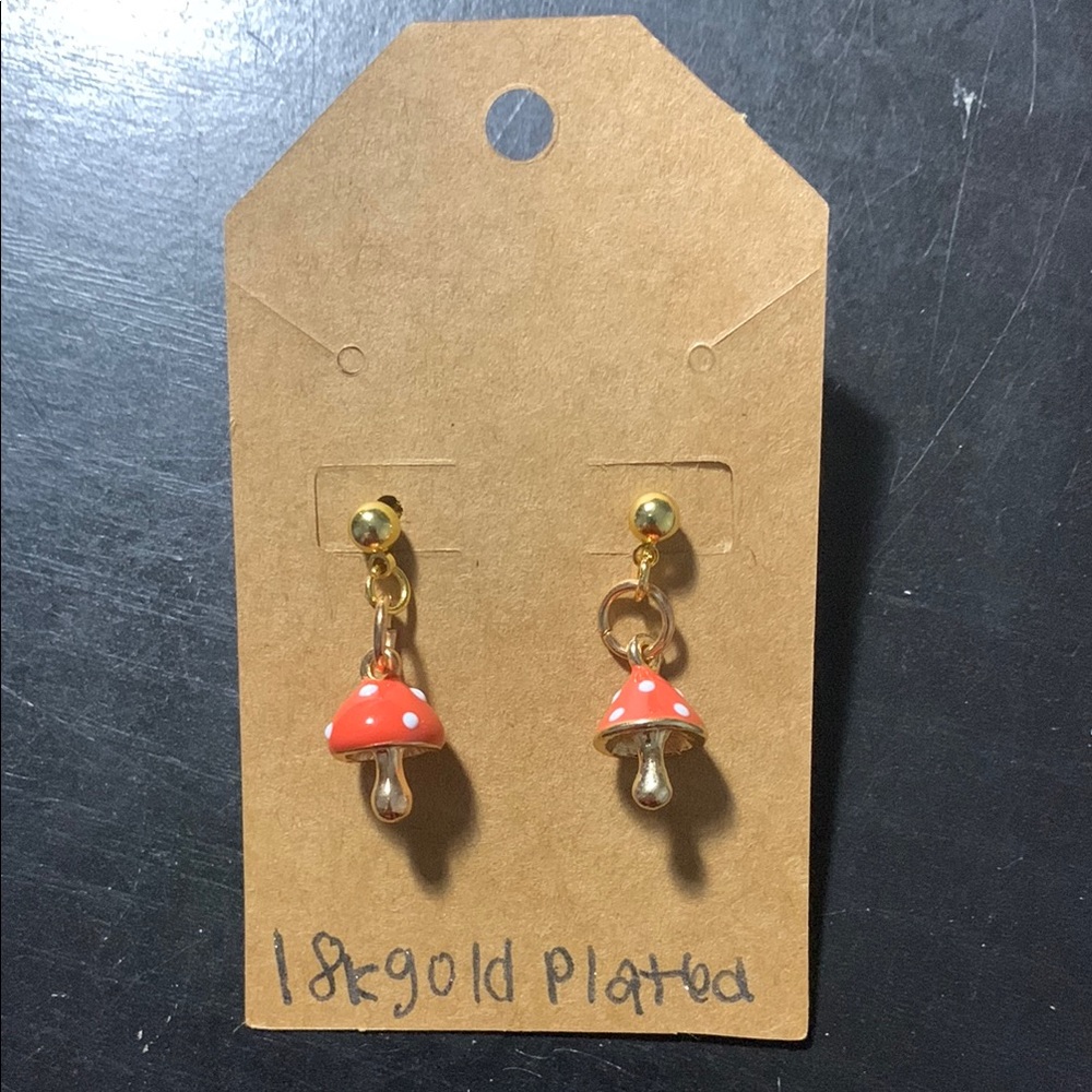 Gold-Plated Mushroom Earrings